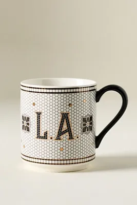 Bistro Tile Jetsetter Mug with 24k Gold Accent - Black, Stoneware product