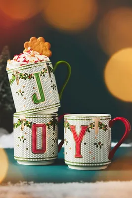 Bistro Tile Monogram Mug - Red, Green, Gold by Anthropologie, image 2