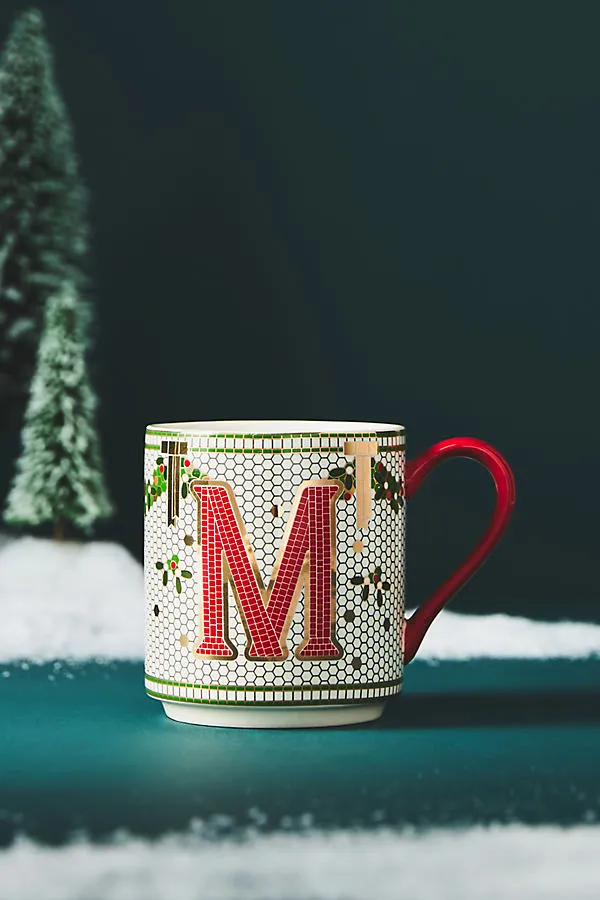 Bistro Tile Monogram Mug by Anthropologie
