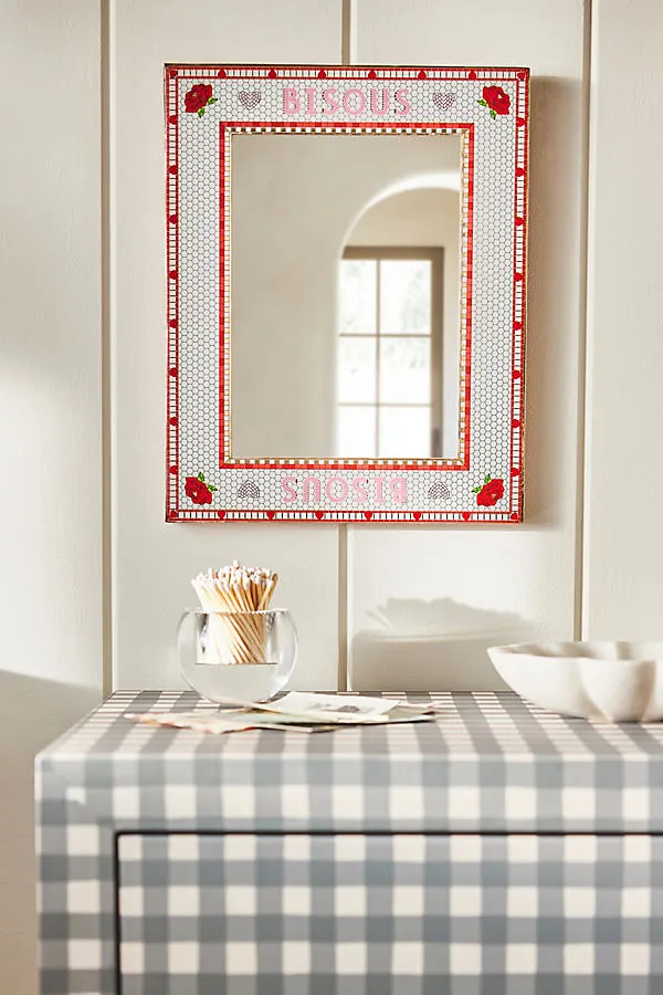 Bistro Tile Portrait Gallery Wall Mirror - Pink by Anthropologie