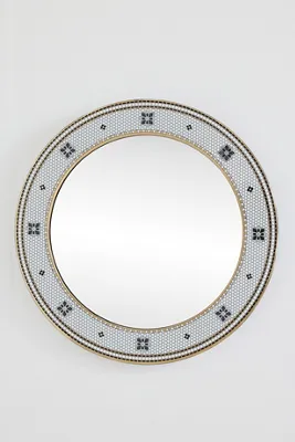 Bistro Tile Round Gallery Wall Mirror - Black, Gold product