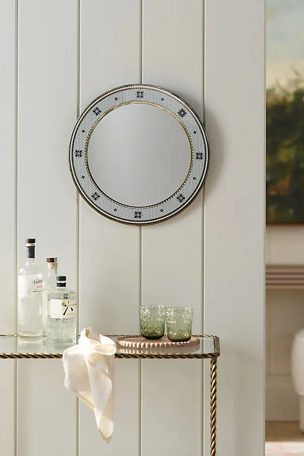 Bistro Tile Round Gallery Wall Mirror - Black by Anthropologie