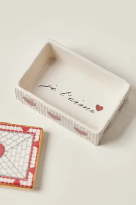 Bistro Valentine Tile Stoneware Trinket Box - Pink by Anthropologie, alternate view