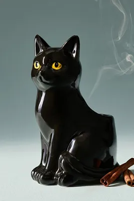 Black Cat Gourmand Pumpkin Sweet Vanilla Ceramic Candle product