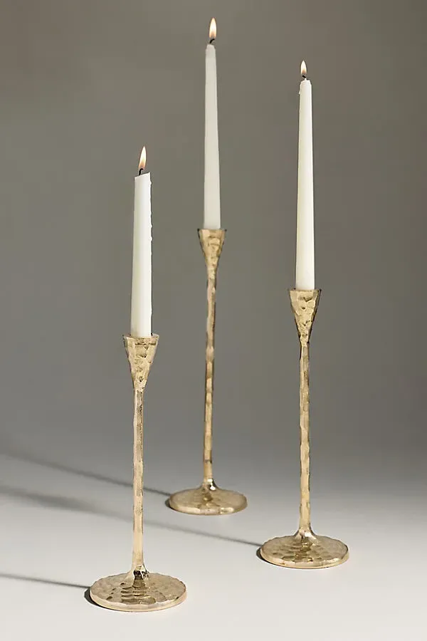 Blue Pheasant Hammered Brass Candle Holders Set of 3 product