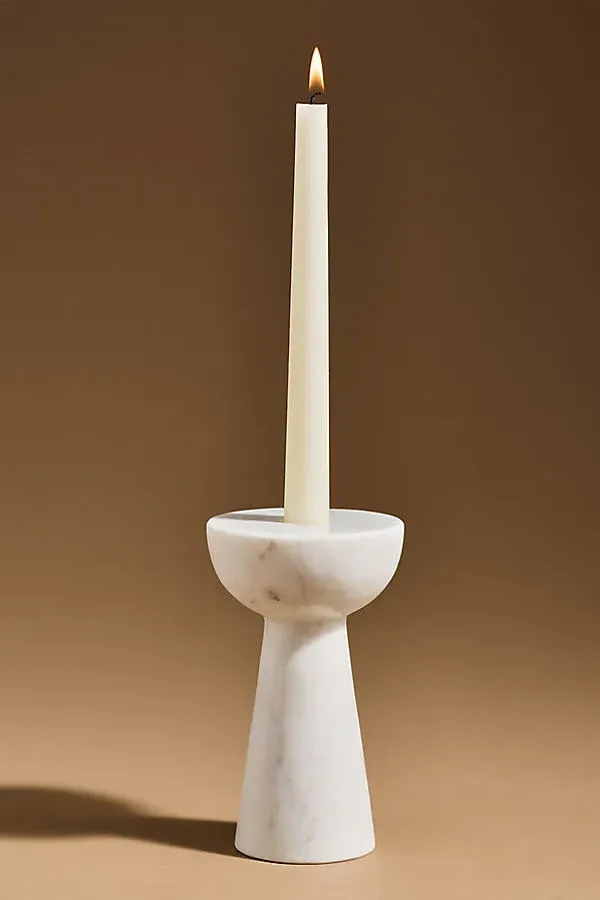Blue Pheasant Marble Candle Holder - Ivory product