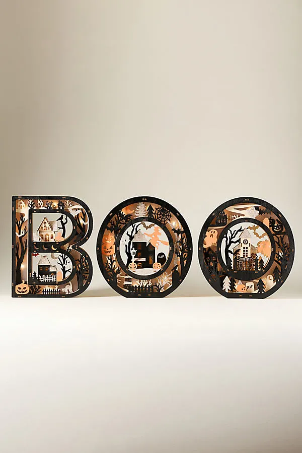 Boo Halloween Light-Up Wood Mantel Letters product