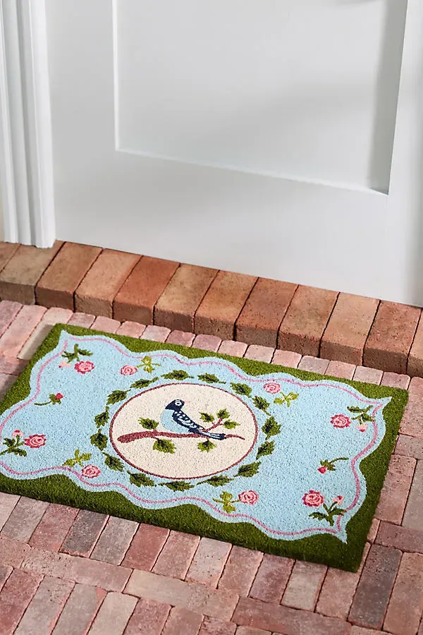 Bordered Bird Coir Printed Doormat - Blue product
