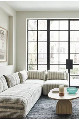 Boro Stripe Kori Modular Armless Sofa - Blue, Cotton product