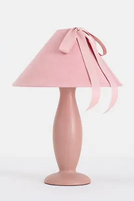 Bosette Bow Velvet and Wood Table Lamp - Purple product