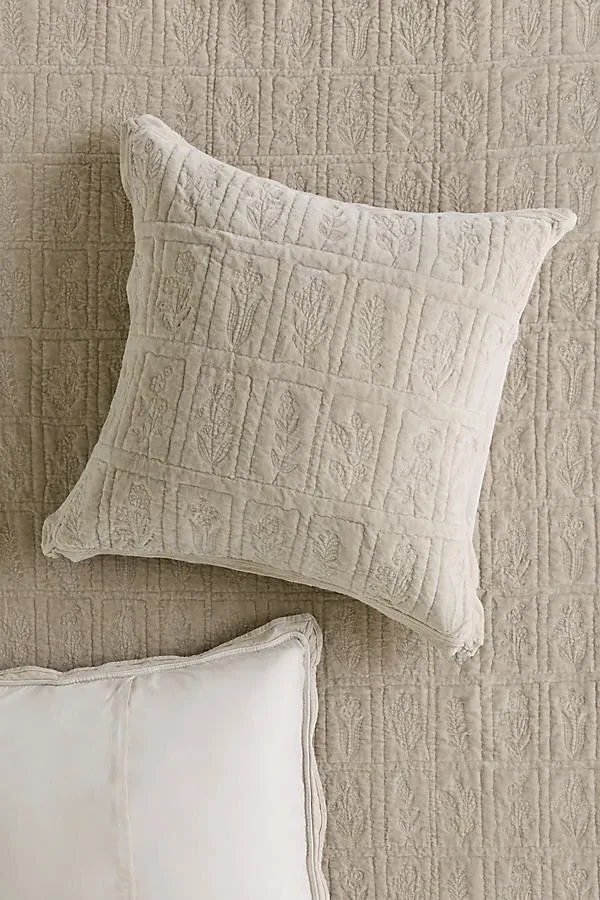 Botanical Cotton Velvet Floral Embroidered Euro Sham product