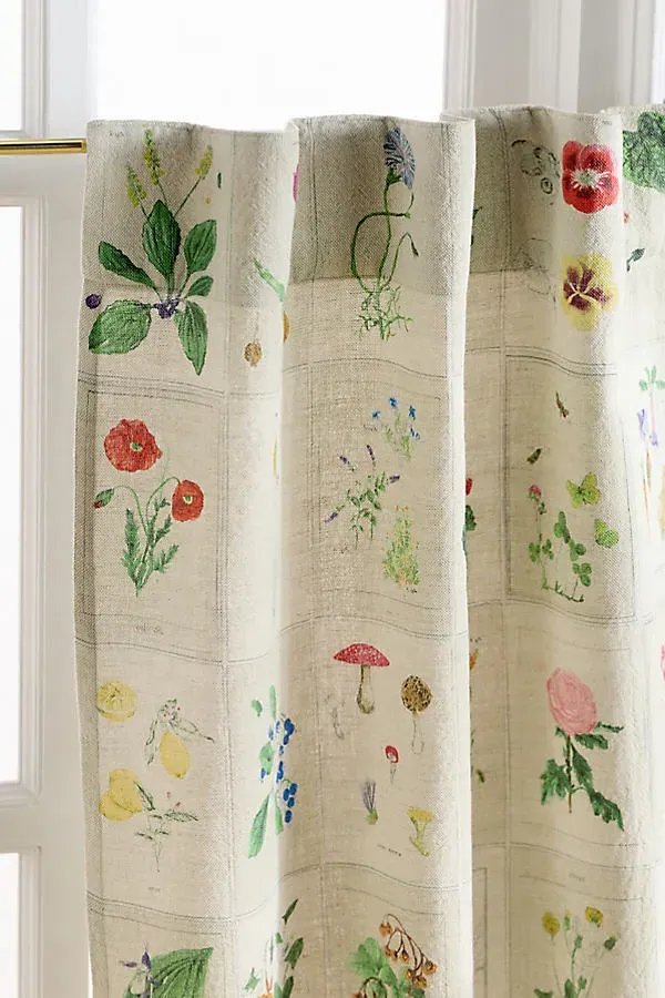Botanical Floral Cafe Curtains Set of 2 - Cotton, Linen product