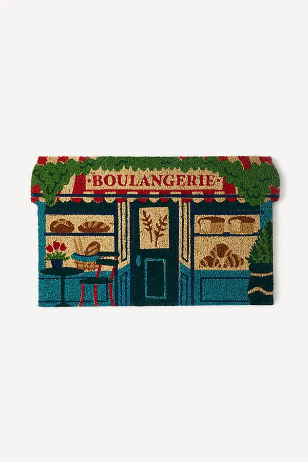 Boulangerie Coir Printed Doormat - Blue by Anthropologie