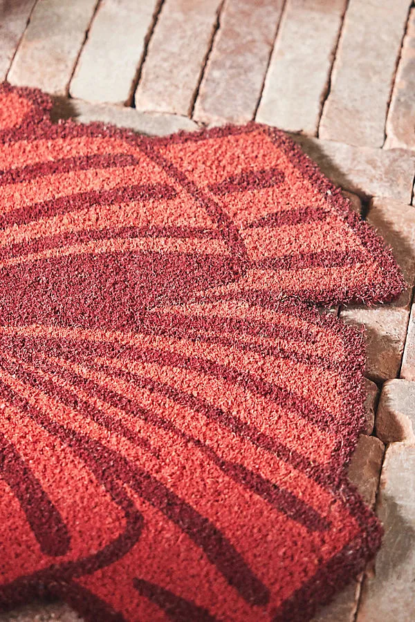 Bow-Shaped Coir Printed Doormat - Red product