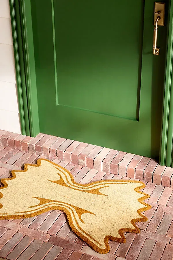Bow Tie Pasta Printed Coir Doormat - Yellow product