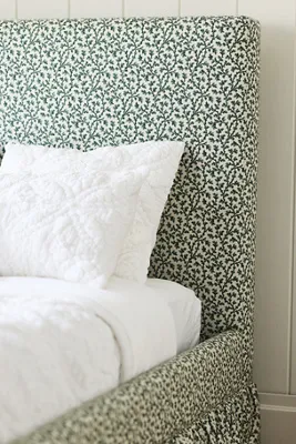 Bowen Ruffle Queen Size Bed Frame - Green, Polyester product