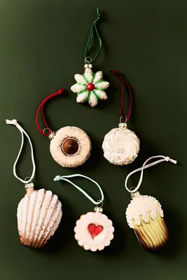 Boxed Glass Cookie Ornaments Set of 6 - Beige by Anthropologie, alternate view