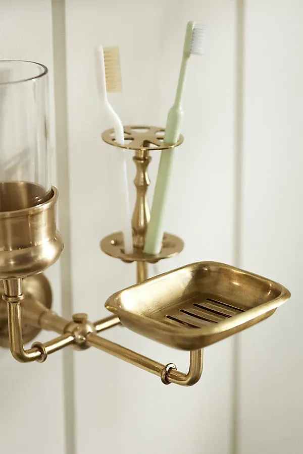 Brass Bathroom Organiser - Brass, Glass product