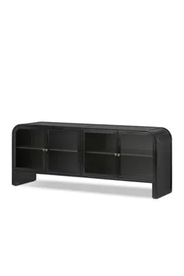 Breya Curved Iron Media Console - Black by Anthropologie, alternate view