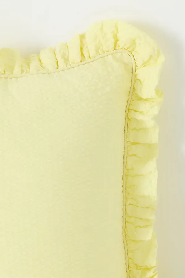 Bridget Seersucker Ruffle Cushion - Yellow, Cotton product