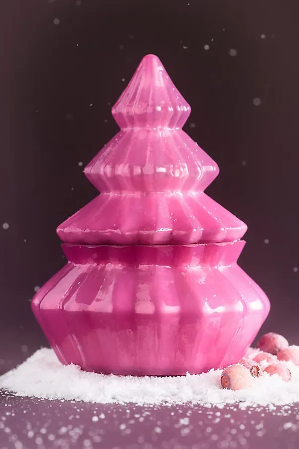 Bright Trees Cranberry Fizz Glass Candle - Pink by Anthropologie