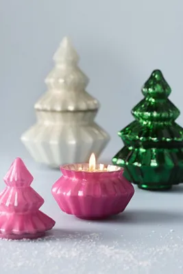 Bright Trees Cranberry Fizz Small Glass Candle - Pink by Anthropologie, alternate view