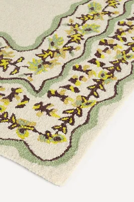 Bristol Flatwoven Floral Border Rug - White, Wool alternate view
