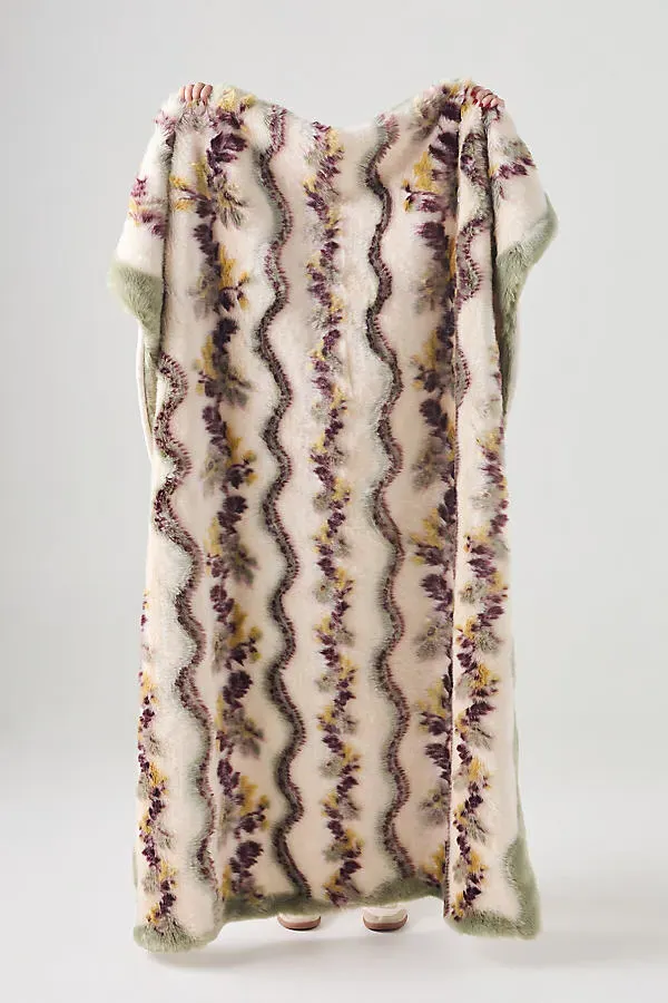 Bristol Jacquard Floral Faux-Fur Throw Blanket - Mint product
