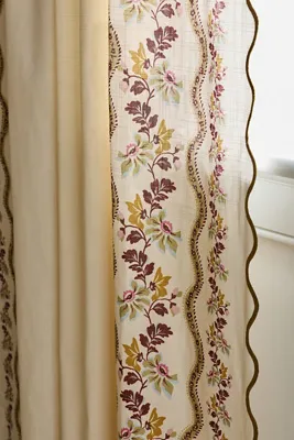 Bristol Scalloped Edge Floral Curtain - White, Cotton alternate view