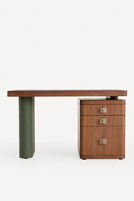 Brompton Wood Desk with Storage - Green product