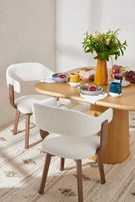 Brooke Boucle-Upholstered Dining Chair - White, Beech Wood product