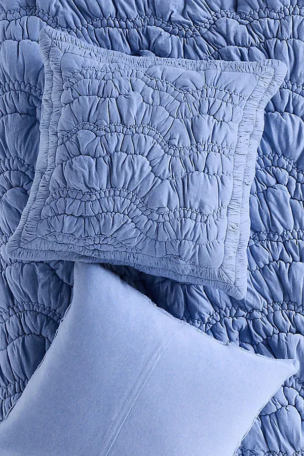 Brooke Heathered Jersey Euro Sham - Blue, Cotton product