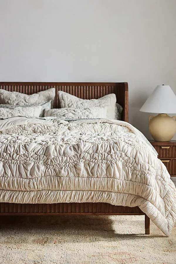 Brooke Super King Bedspread - White, Cotton Jersey by Anthropologie