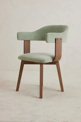 Brooke Velvet Upholstered Dining Chair - Green, Beech Wood product