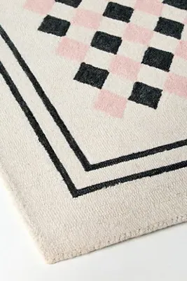 Brynn Geometric Tufted Rug - White, Wool product