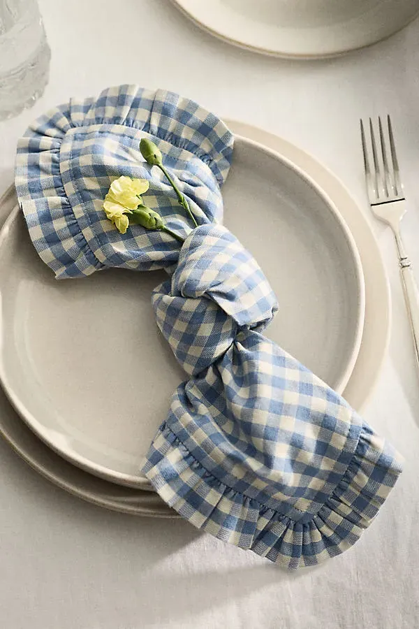 Brynn Gingham Napkins Set of 2 - Blue, Cotton product