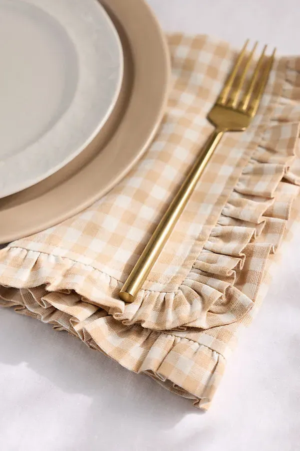 Brynn Gingham Napkins Set of 2 - Brown, Cotton product