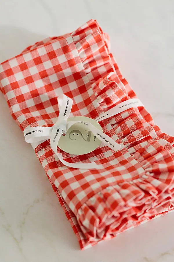 Brynn Gingham Napkins Set of 2 - Red, Cotton by Anthropologie, alternate view