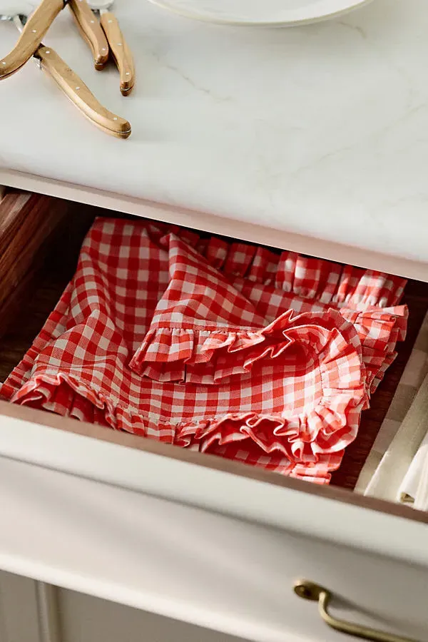 Brynn Gingham Napkins Set of 2 - Red, Cotton by Anthropologie