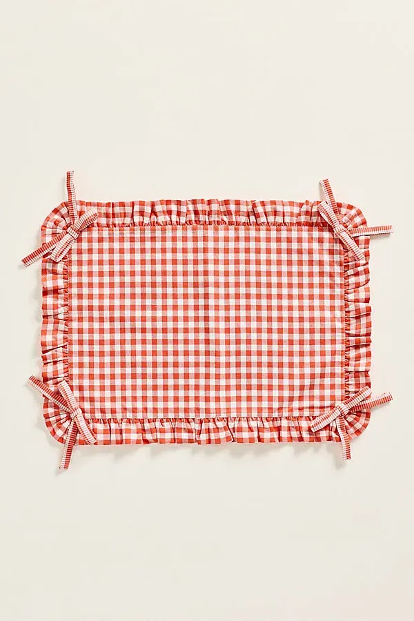 Brynn Gingham Placemat - Red, Cotton by Anthropologie