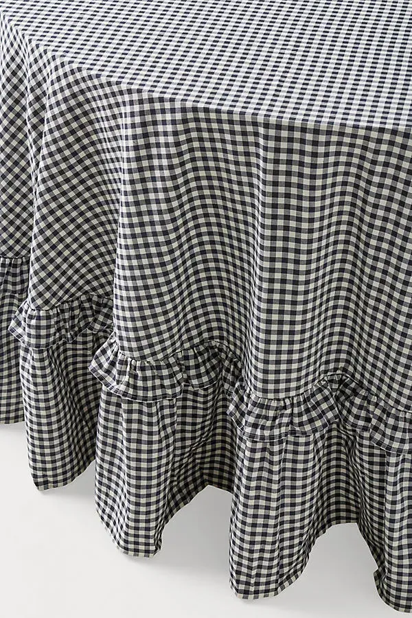 Brynn Gingham Tablecloth - Black, Cotton by Anthropologie, image 2