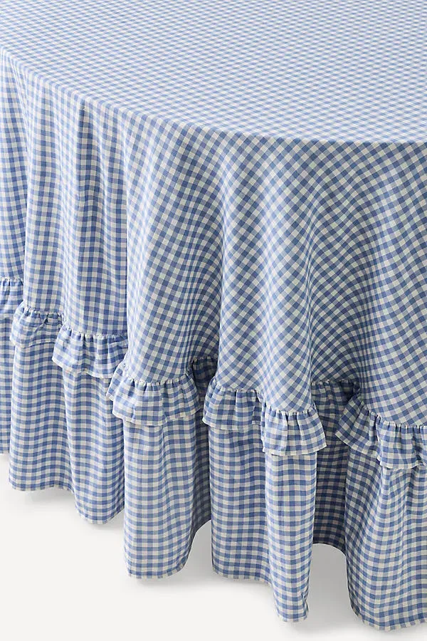 Brynn Gingham Tablecloth - Blue, Cotton by Anthropologie, image 2