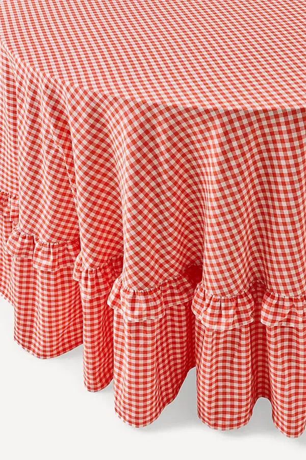 Brynn Gingham Tablecloth - Red, Cotton by Anthropologie, image 2