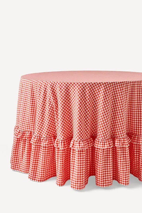 Brynn Gingham Tablecloth - Red, Cotton by Anthropologie