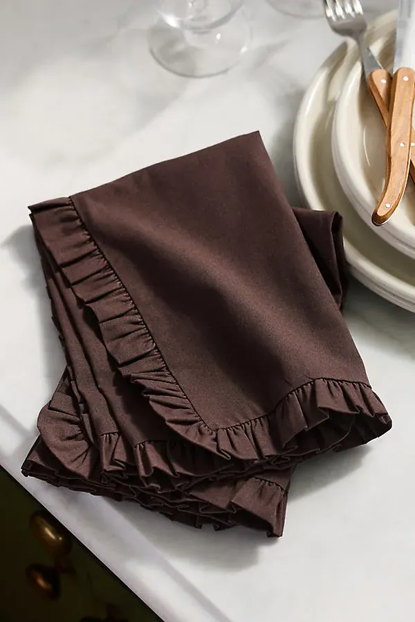 Brynn Solid Napkins Set of 2 - Brown, Cotton by Anthropologie