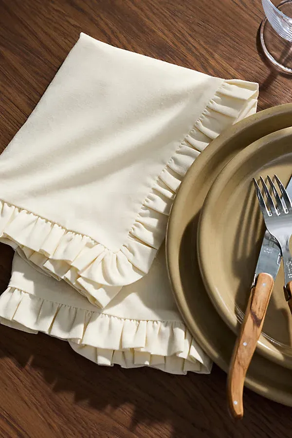 Brynn Solid Napkins Set of 2 - Ivory, Cotton by Anthropologie