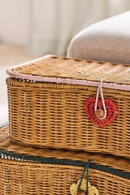 Burke Lidded Wicker Basket - Wicker, Iron product