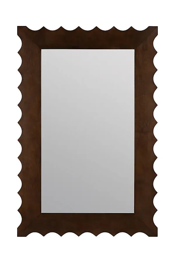 Burt Scalloped Wall Mirror - Brown, Hardwood product