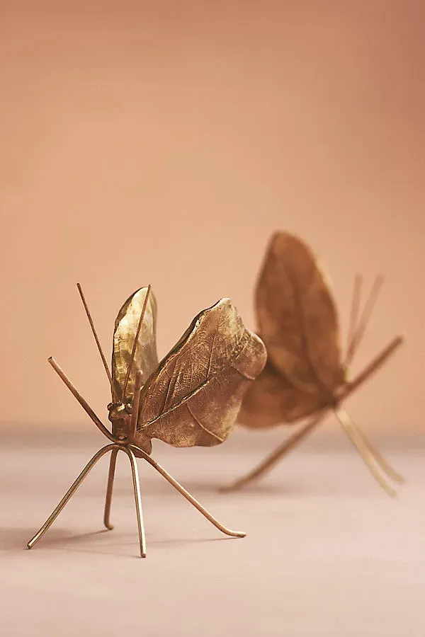 Butterfly Decorative Objects Set of 2 - Gold by Anthropologie