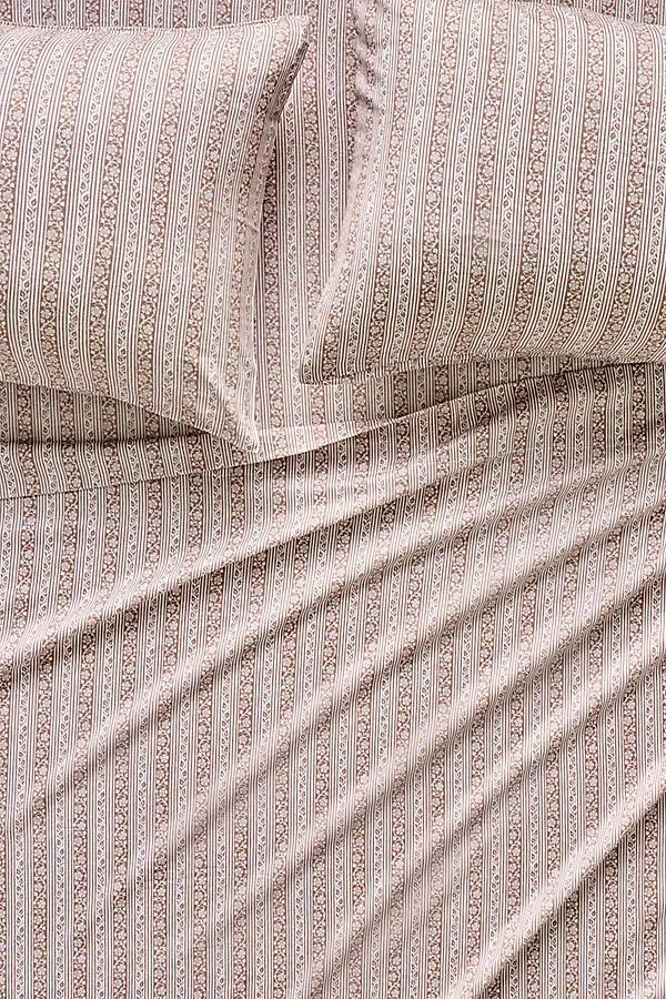 CA King Printed Sheet Set - Beige, Cotton Modal by Anthropologie